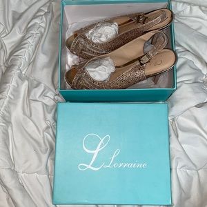 L Lorraine pearl sparkly rose gold heels Size: 7.5